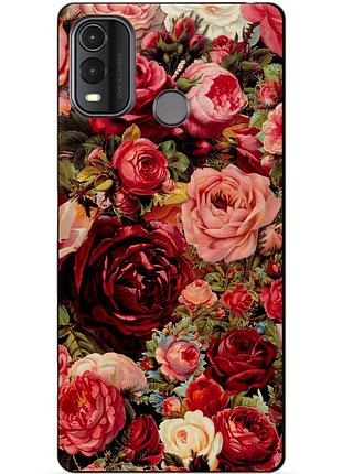 Силиконовый чехол бампер для nokia g11 plus с рисунком красные розы цветы