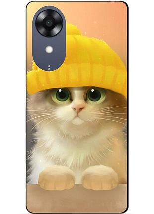 Силіконовий чохол бампер для oppo a17k з малюнком котик у шапці
