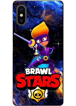 Силиконовый чехол бампер для iphone xs с героем космический бравл амбер