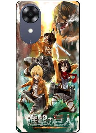 Силіконовий чохол бампер для oppo a17k з малюнком атака на титанів attack on titan