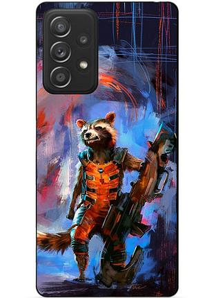 Силіконовий чохол бампер для samsung a73 5g з малюнком єнот ракета старжі галактики
