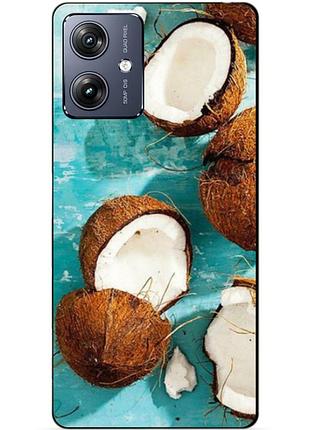 Силиконовый чехол бампер для motorola moto g54 с рисунком кокосы