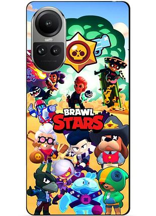 Силиконовый чехол бампер для oppo reno 10 с картинкой бравл силовая лига нокаут леон ворон