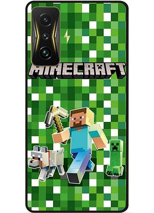 Силіконовий чохол бампер для xiaomi poco f4 gt стів minecraft кріпер майнкрафт