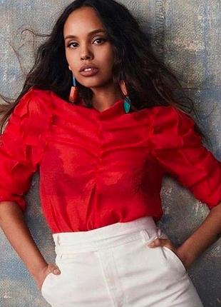 Блузка красная, органза h&m
