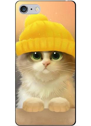 Силиконовый чехол бампер для iphone 6 plus с рисунком котик в шапке