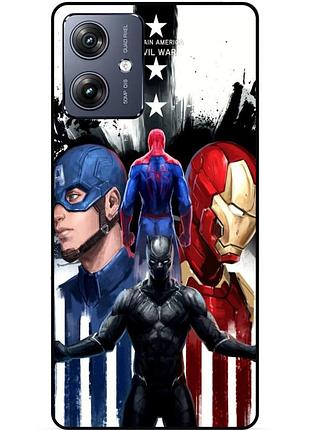 Силиконовый бампер чехол для motorola moto g54 с рисунком marvel марвел человек паук