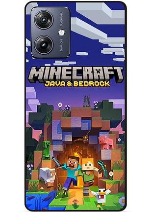 Силиконовый чехол бампер для motorola moto g54 с картинкой майнкрафт minecraft