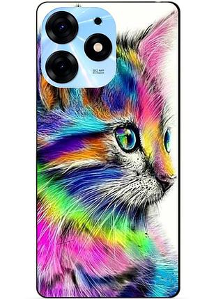 Силиконовый чехол бампер для tecno spark 10 pro с рисунком акварельный кот