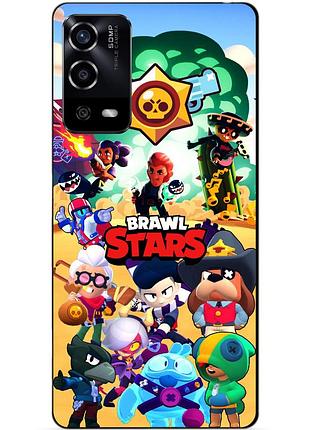 Силиконовый чехол бампер для oppo a55 с картинкой бравл силовая лига нокаут леон ворон