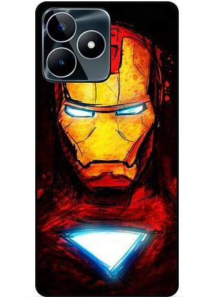 Силиконовый бампер чехол для realme c53 с рисунком marvel марвел железный человек iron man