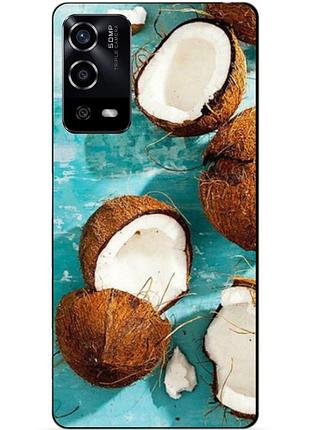 Силиконовый чехол бампер для oppo a55 с рисунком кокосы