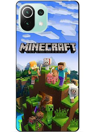 Силіконовий чохол бампер для xiaomi mi 11 lite з малюнком minecraft майнкрафт