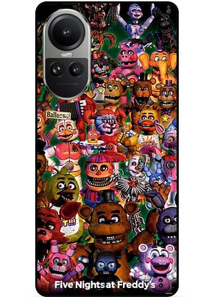 Силиконовый бампер чехол для oppo reno 10 с рисунком аниматроники freddy фредди