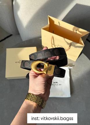 Ремінь c hardware reversible belt canvas/gold 😘