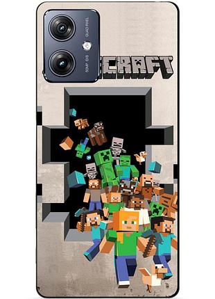 Силиконовый чехол бампер для motorola moto g54 с картинкой minecraft майнкрафт