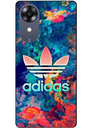 Силиконовый чехол бампер для oppo a17k с рисунком адидас