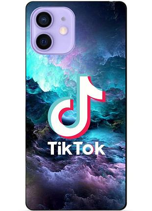 Силиконовый чехол бампер для iphone 12 mini с рисунком tik tok тик ток