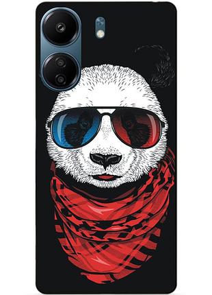 Силиконовый чехол бампер для xiaomi redmi 13c с рисунком панда