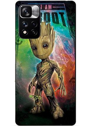 Силиконовый чехол бампер для xiaomi redmi note 11 pro plus 5g с рисунком groot грут стражи галактики