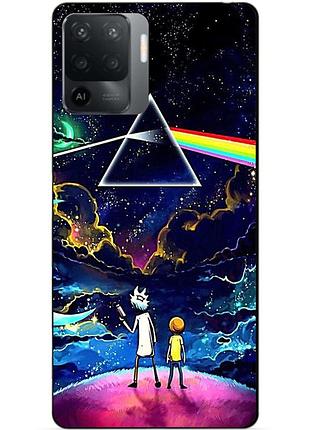 Силиконовый чехол бампер для oppo reno 5 lite с рисунком рик и морти rick and morty