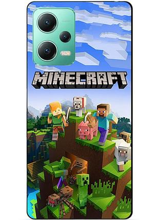 Силиконовый чехол бампер для xiaomi redmi note 12 5g с рисунком minecraft майнкрафт