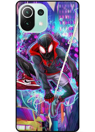 Силиконовый чехол бампер для xiaomi mi 11 lite с картинкой spider man человек паук майлз моралес