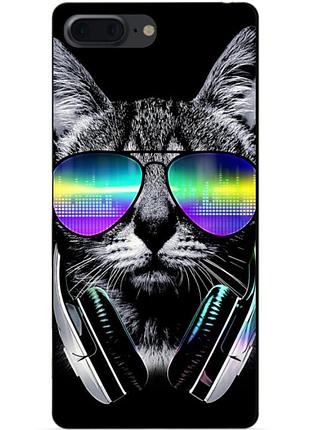 Силиконовый чехол бампер для iphone 8 plus с рисунком музыкальный кот