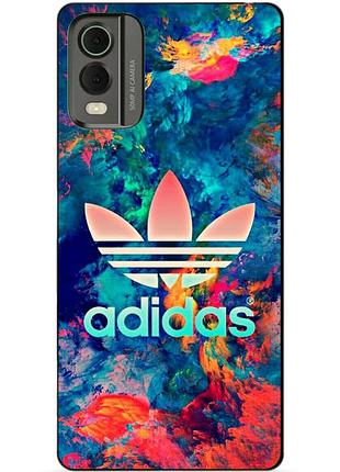 Силиконовый чехол бампер для nokia c32 с рисунком адидас