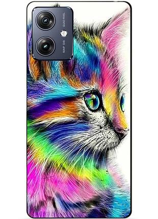 Силиконовый чехол бампер для motorola moto g54 с рисунком акварельный кот