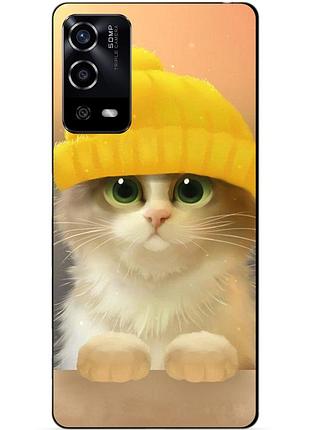 Силіконовий чохол бампер для oppo a55 з малюнком котик у шапці