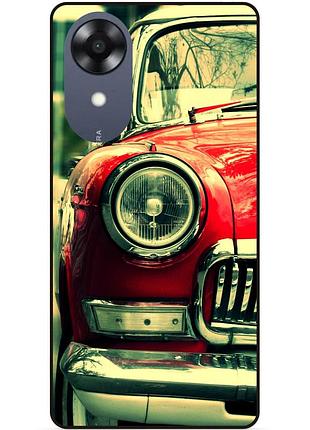 Силиконовый чехол бампер для oppo a17k с рисунком ретро авто chevrolet машина