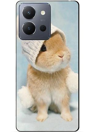 Силіконовий чохол бампер для vivo y36 з малюнком зайчик у шапці
