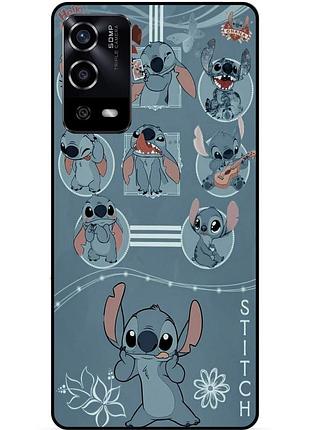 Силиконовый бампер чехол для oppo a55 с картинкой стич stitch