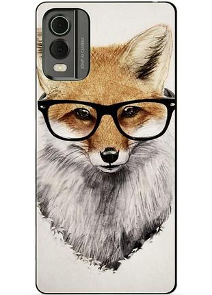 Силиконовый чехол бампер для nokia c32 с рисунком лиса