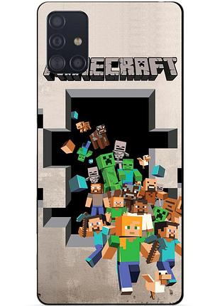 Чехол силиконовый бампер для samsung m51 с картинкой minecraft майнкрафт