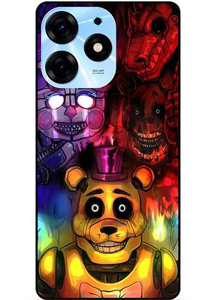 Силиконовый бампер чехол для tecno spark 10 pro с рисунком фредди freddy аниматроники
