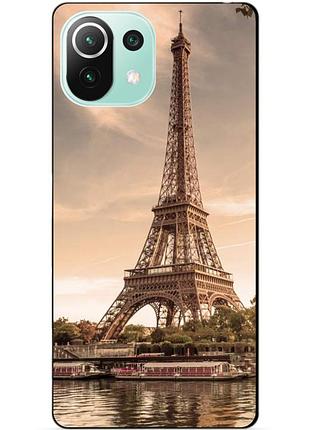 Силіконовий чохол бампер для xiaomi mi 11 lite з малюнком ейфелева вежа франція париж