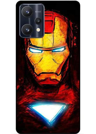 Силиконовый бампер чехол для realme 9 pro с рисунком marvel марвел железный человек iron man