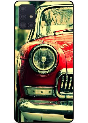 Чехол силиконовый бампер для samsung m51 с рисунком ретро авто chevrolet машина