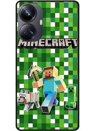 Силіконовий чохол бампер для realme 10 pro plus стів minecraft кріпер майнкрафт