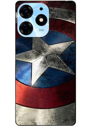 Силиконовый чехол бампер для tecno spark 10 pro с рисунком капитан америка супергерой marvel