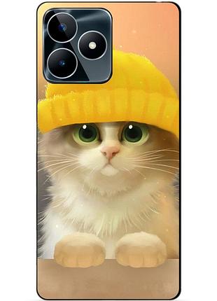 Силіконовий чохол бампер для realme c53 з малюнком котик у шапці