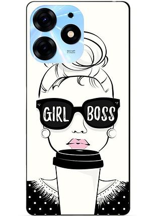 Силиконовый чехол бампер для tecno spark 10 pro с рисунком girl boss