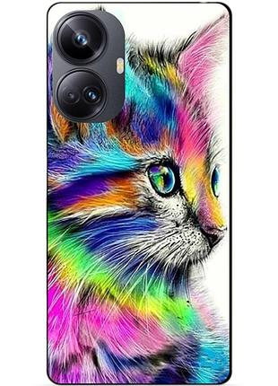Силіконовий чохол бампер для realme 10 pro plus з малюнком акварельний кіт