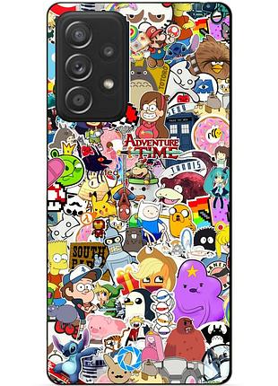 Силиконовый чехол бампер для samsung a53 5g с рисунком стикеры мультяшки гравити фолз футурама марио