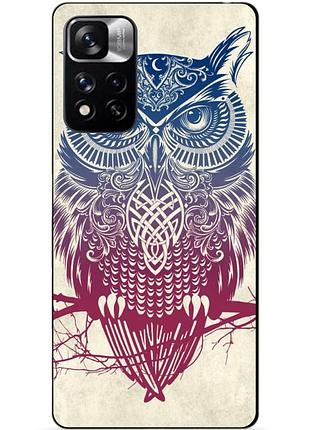 Силиконовый чехол бампер для xiaomi redmi note 11 pro plus 5g с рисунком сова