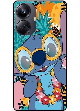 Силиконовый бампер чехол для realme 10 pro plus с рисунком стич stitch