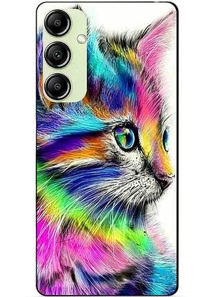 Чехол силиконовый бампер для samsung m52 с рисунком акварельный кот