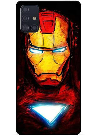 Чехол силиконовый бампер для samsung m51 с рисунком marvel марвел железный человек iron man